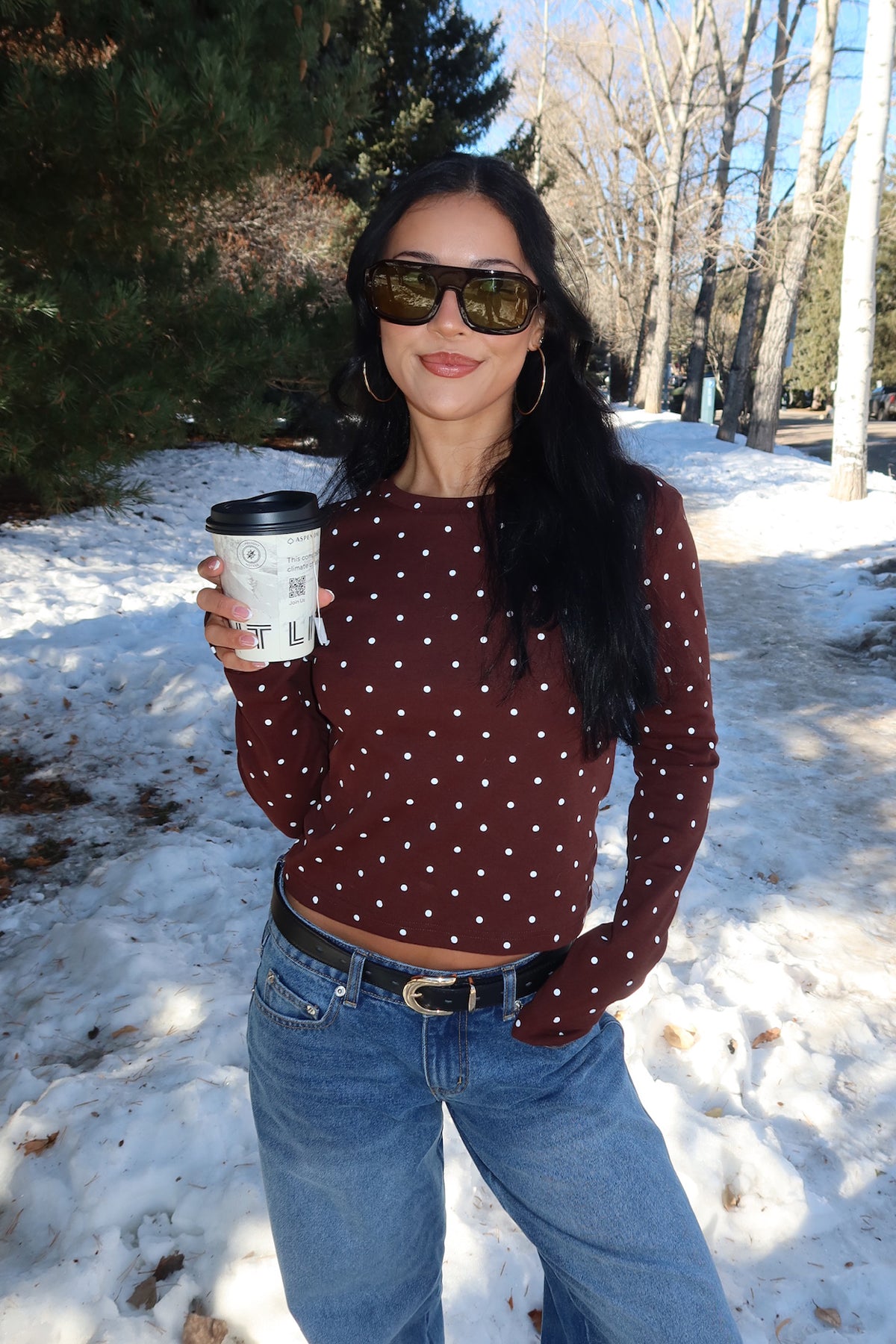 Daliya Polka Dot Long Sleeve Top - Image 2