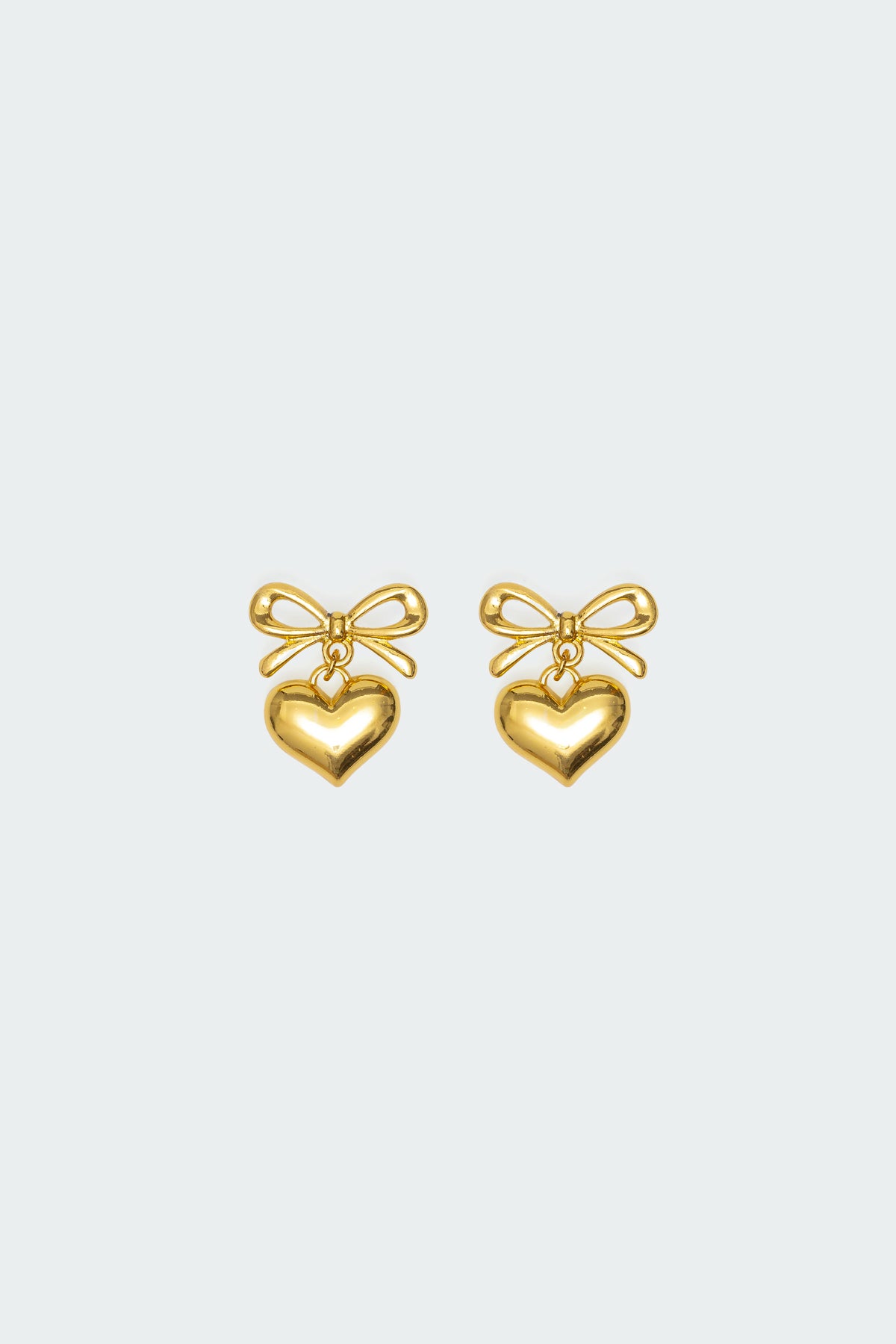 Bow Heart Charm Earrings - Image 2