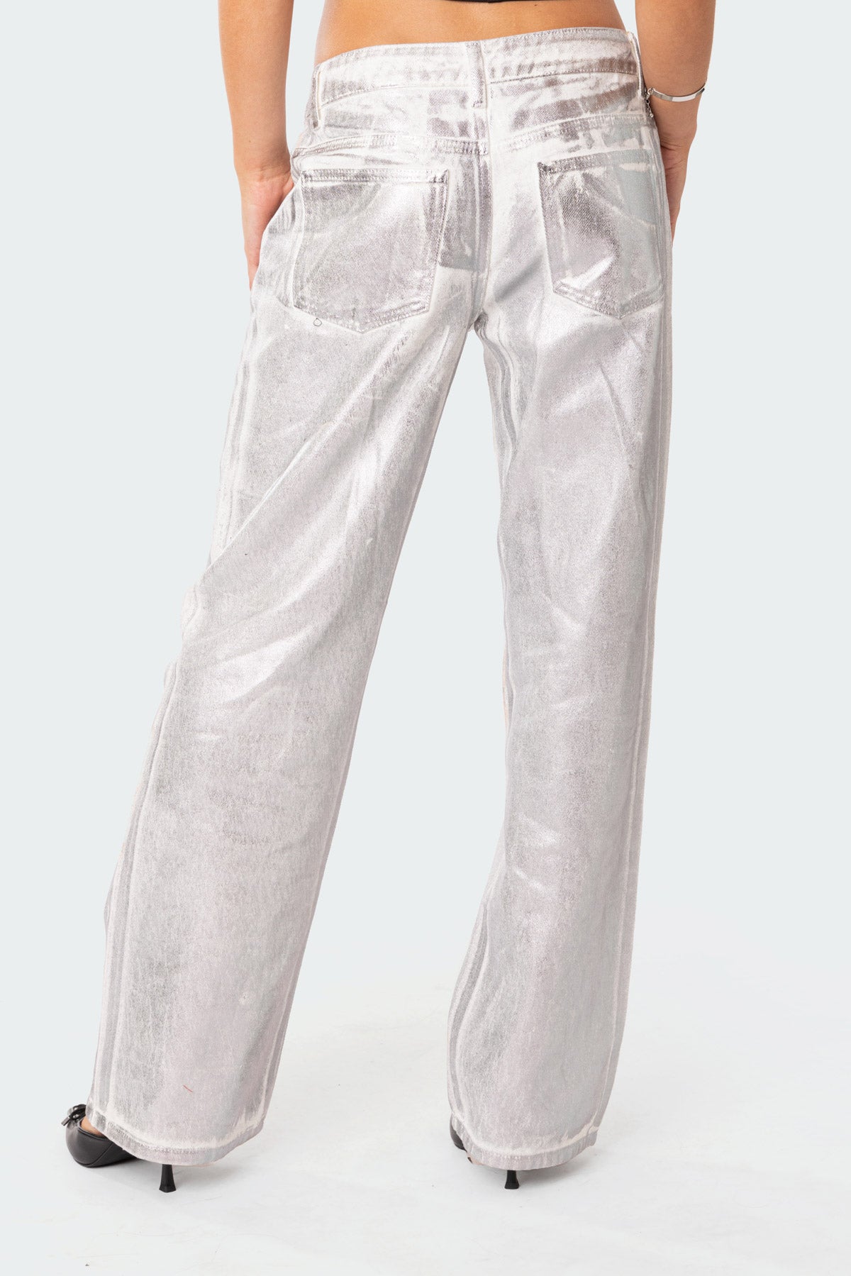 Jolene Metallic Low Rise Wide Leg Jeans - Image 5