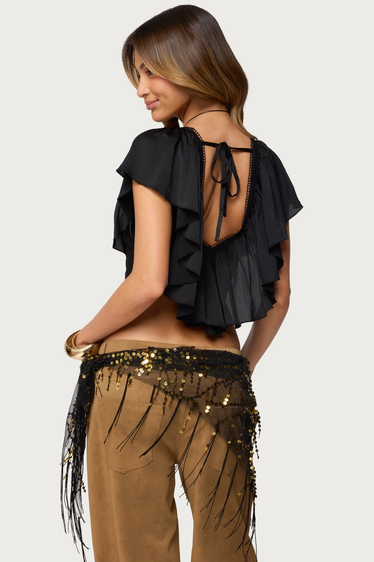 Deena Ruffled V Neck Top - Image 4