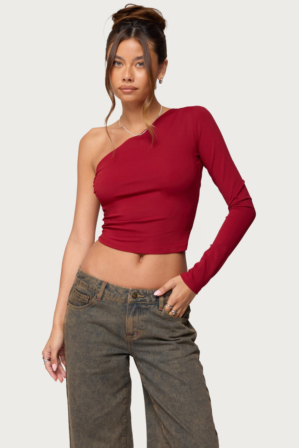 Mila Asymmetric Backless One Shoulder Top - Image 2