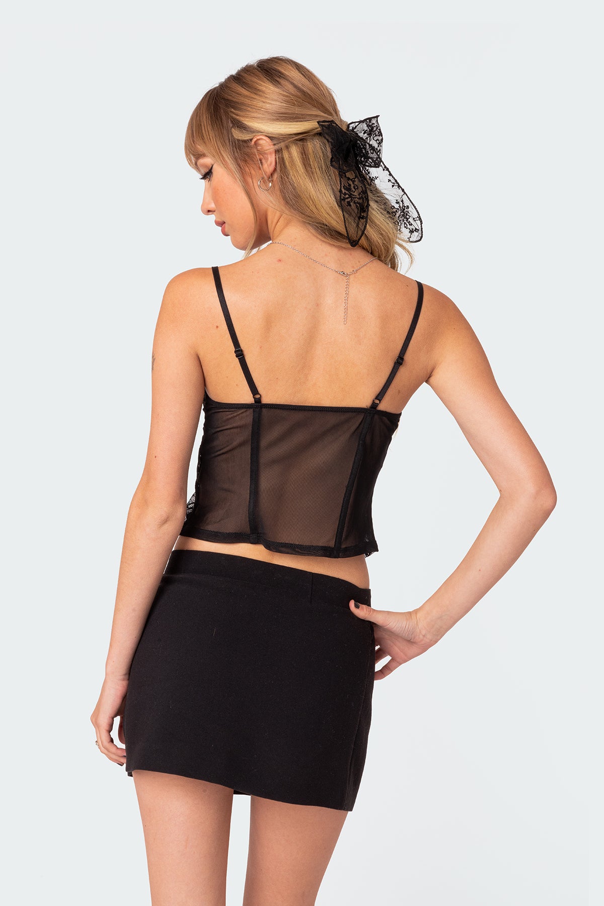 Sav Split Front Sheer Lace Corset - Image 4