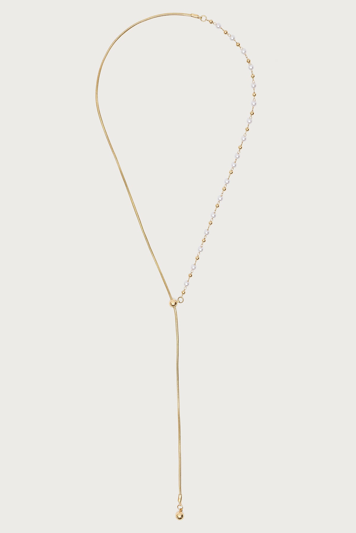 Pearl Beaded Cascading Chain Necklace - Image 2