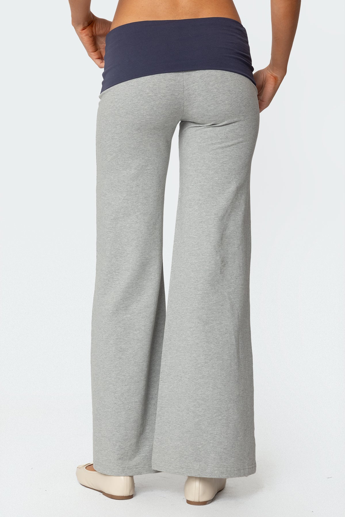 Wide Leg Contrast Foldover Pants - Image 5