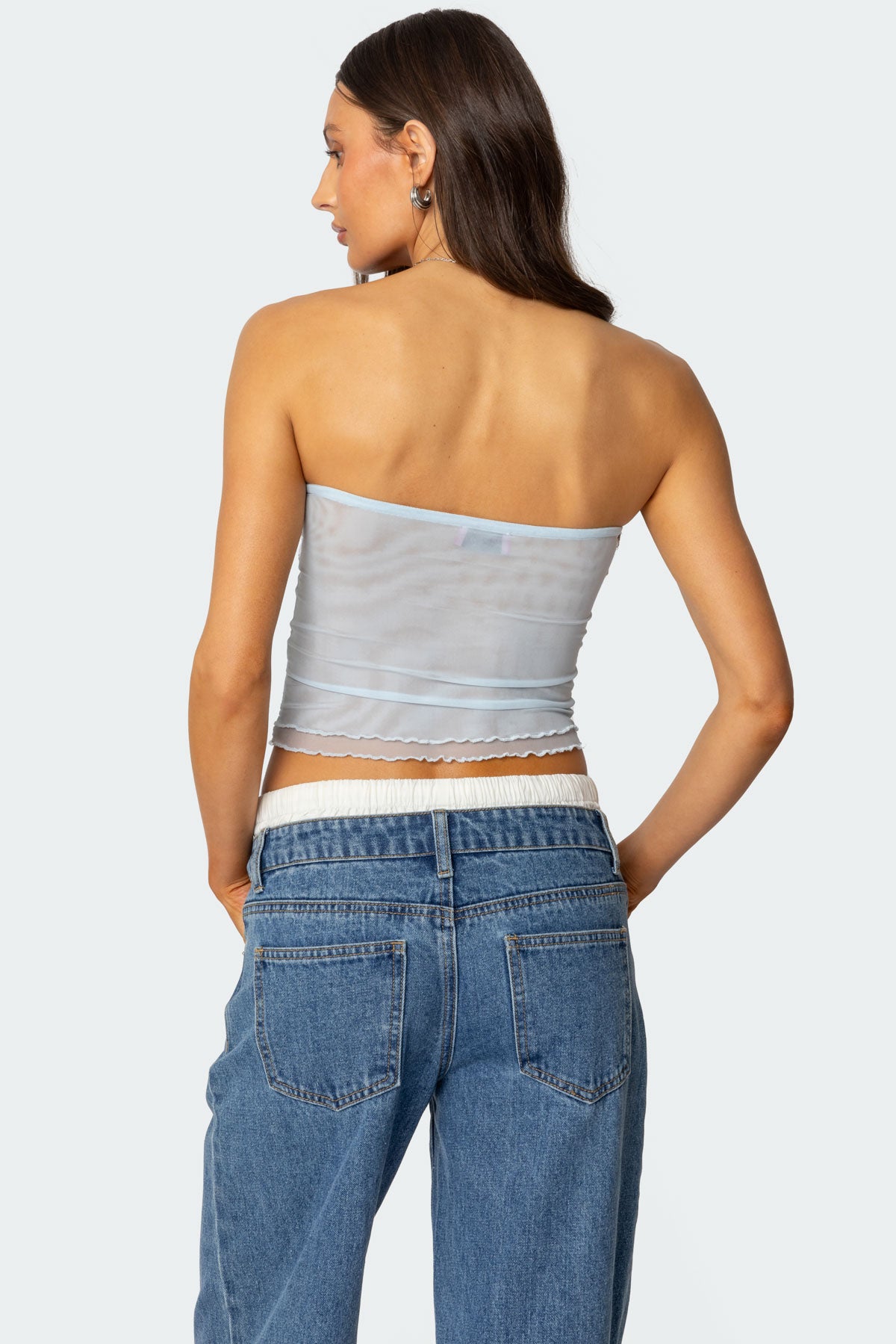 Rori Ruffle Knit Sheer Mesh Top - Image 5