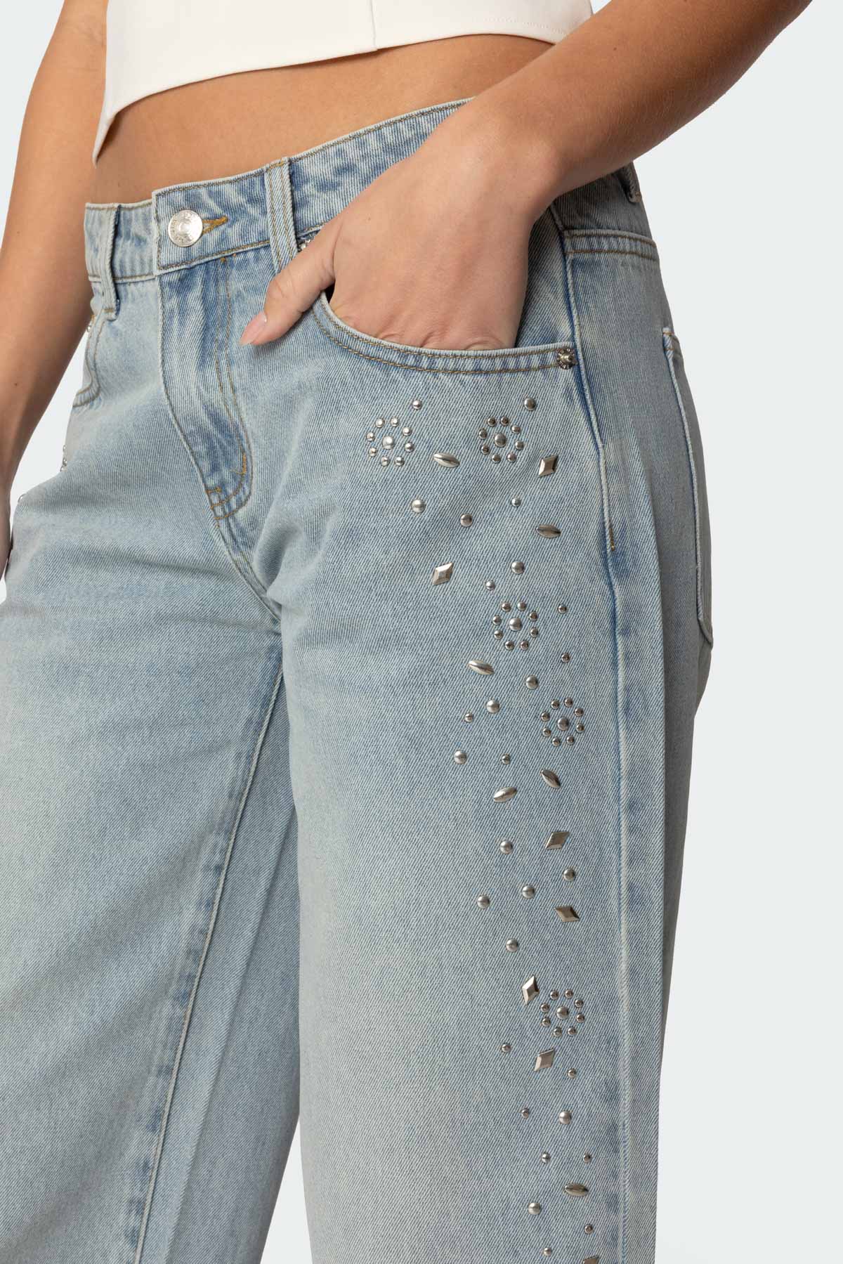 Everly Studded Low Rise Baggy Jeans - Image 2