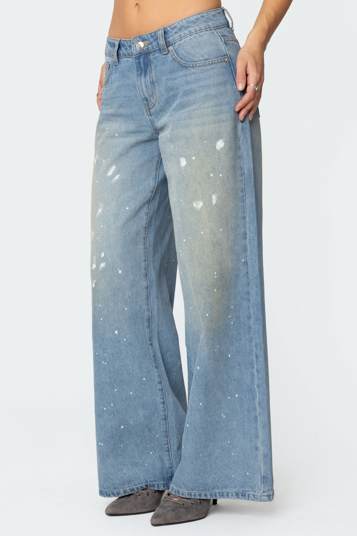 Paint Splatter Low Rise Baggy Jeans - Image 4