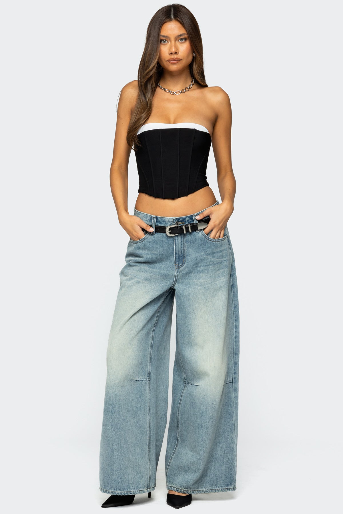 Ryla Contrast Layered Mesh Corset - Image 4