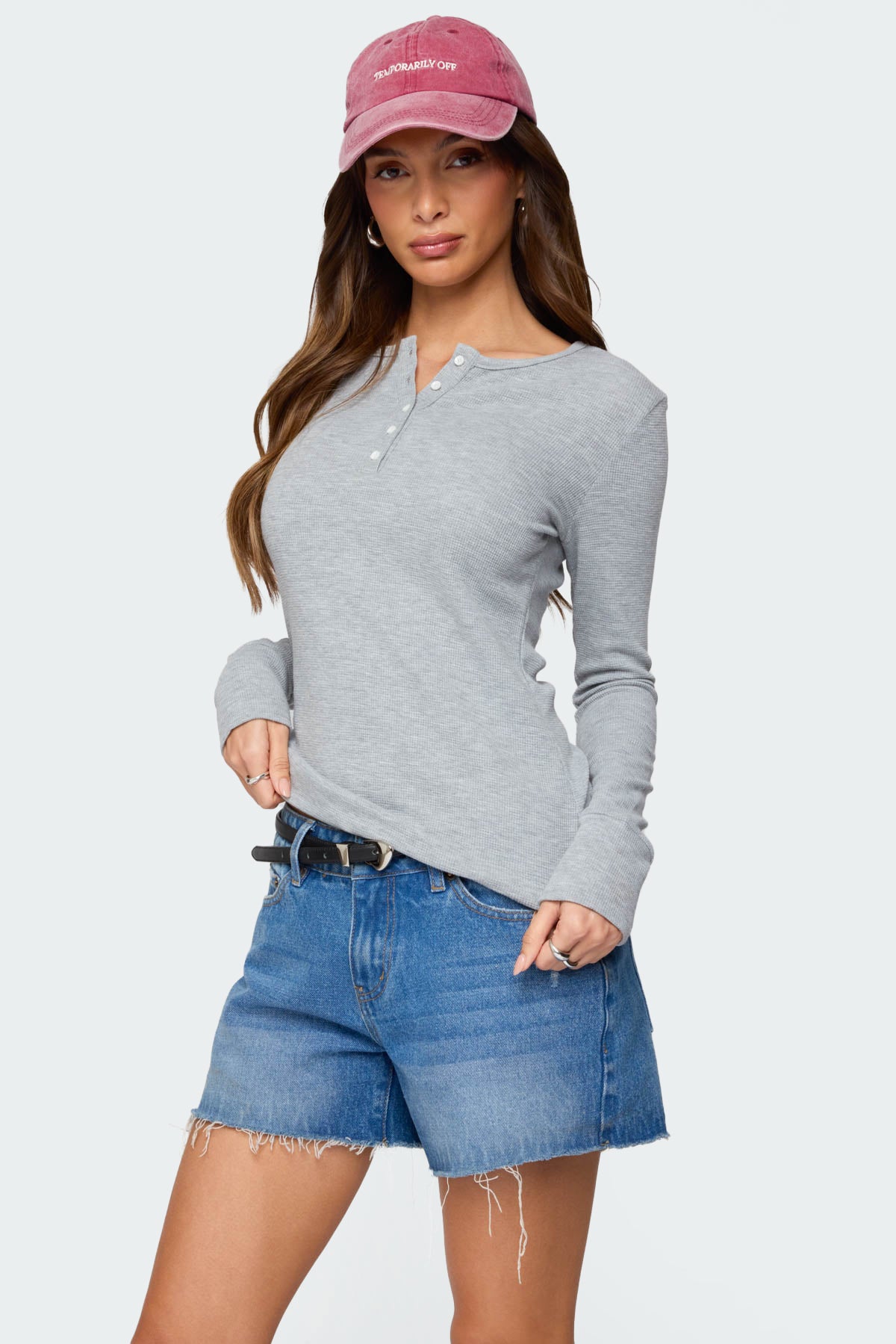 Helaine Waffle Henley T Shirt - Image 3