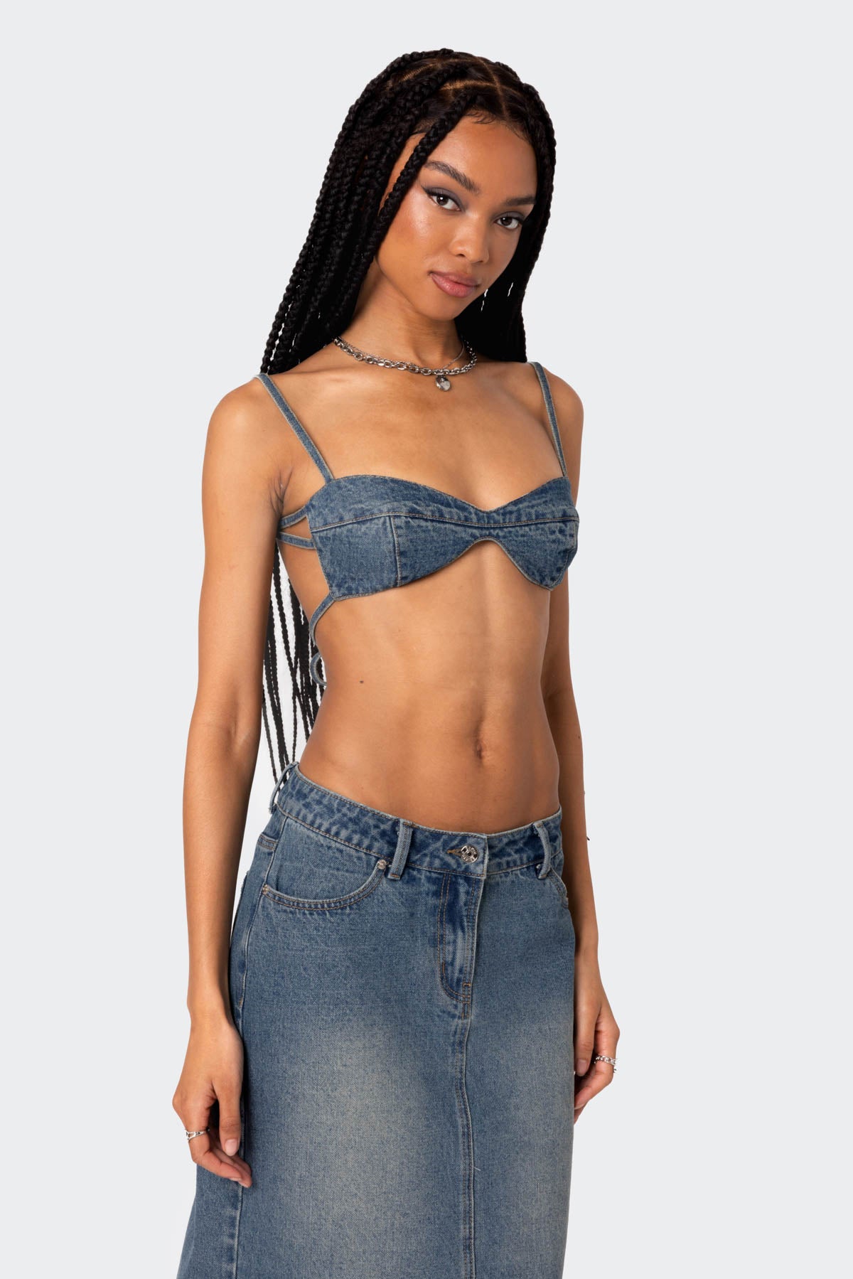 Lassy Washed Denim Bralette - Image 4