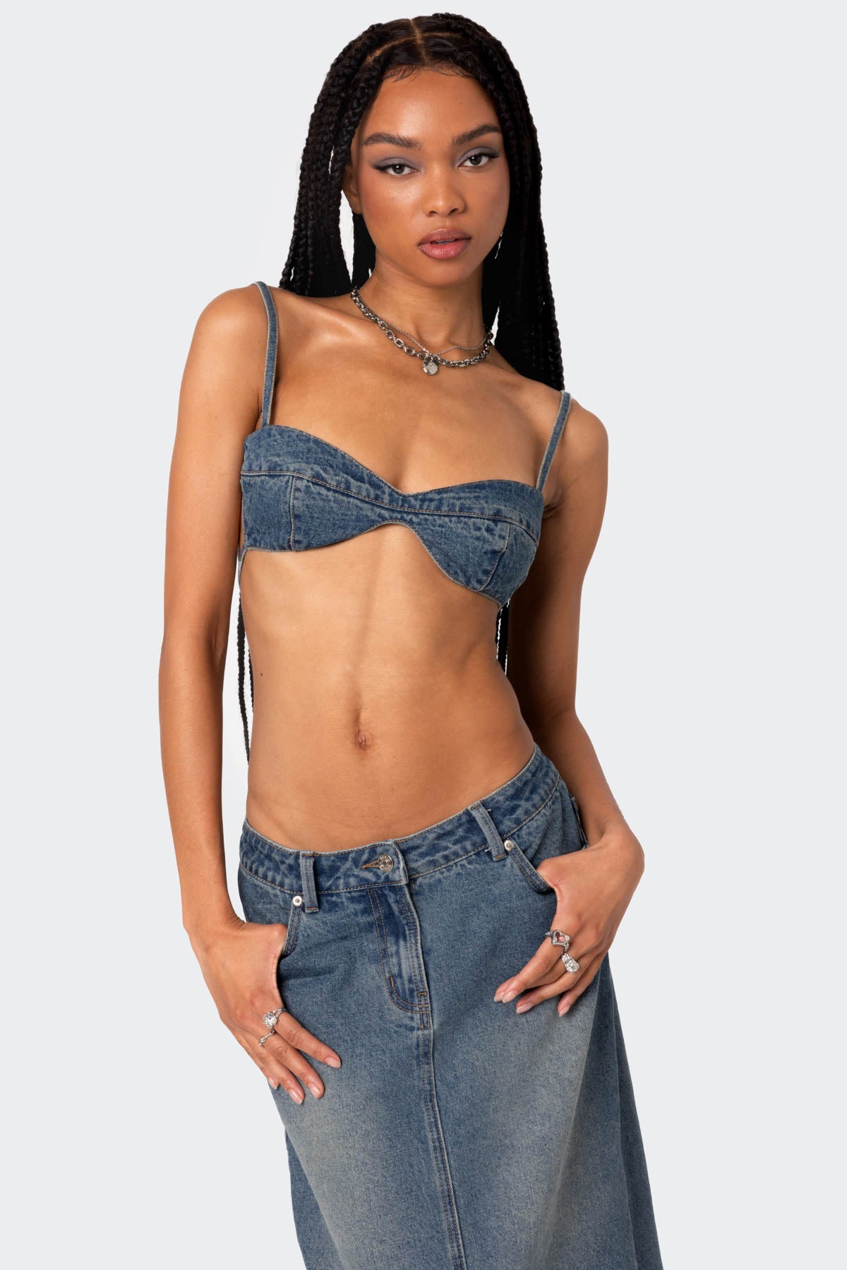 Lassy Washed Denim Bralette - Image 2