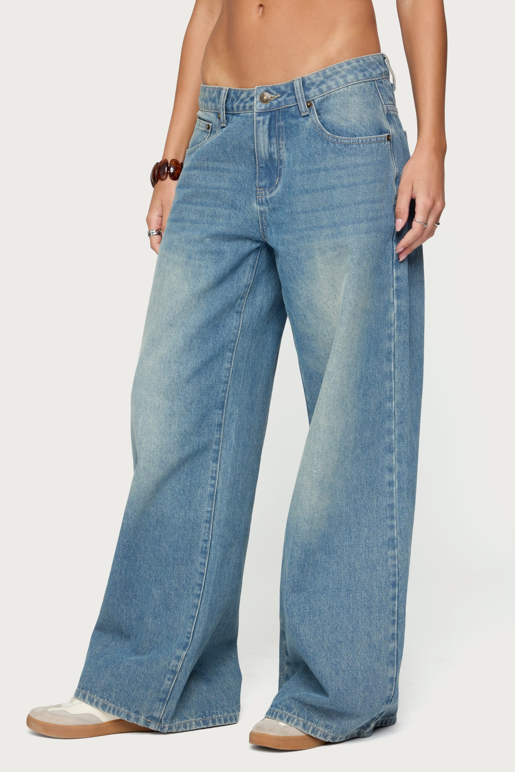 Graphic Vintage Washed Low Rise Baggy Jeans - Image 3