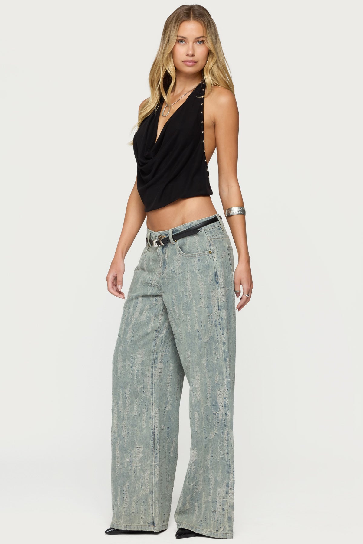 Irina Stud Cowl Neck Halter Top - Image 4