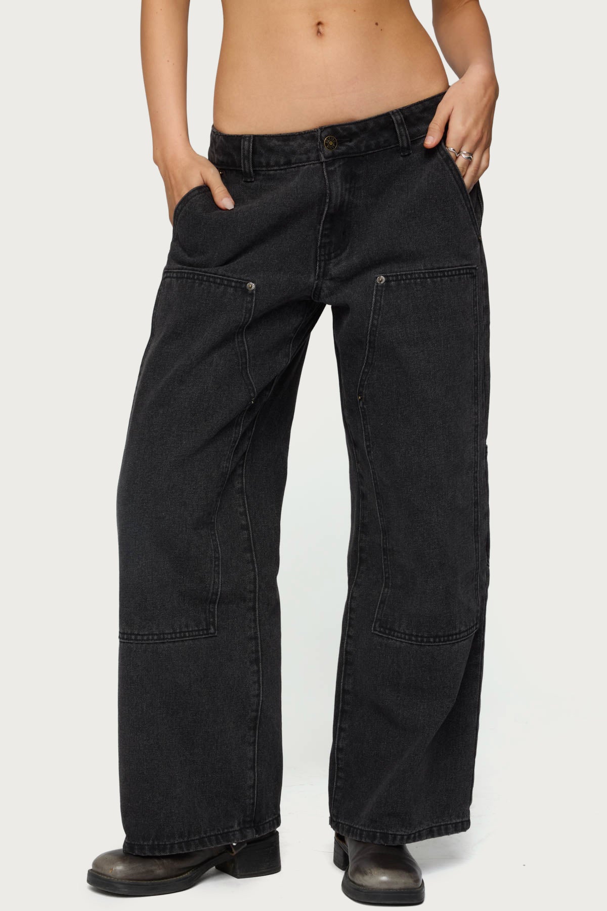 Petite Ayla Low Rise Baggy Carpenter Jeans - Image 2