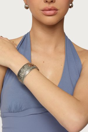 Engraved Floral Bangle Bracelet
