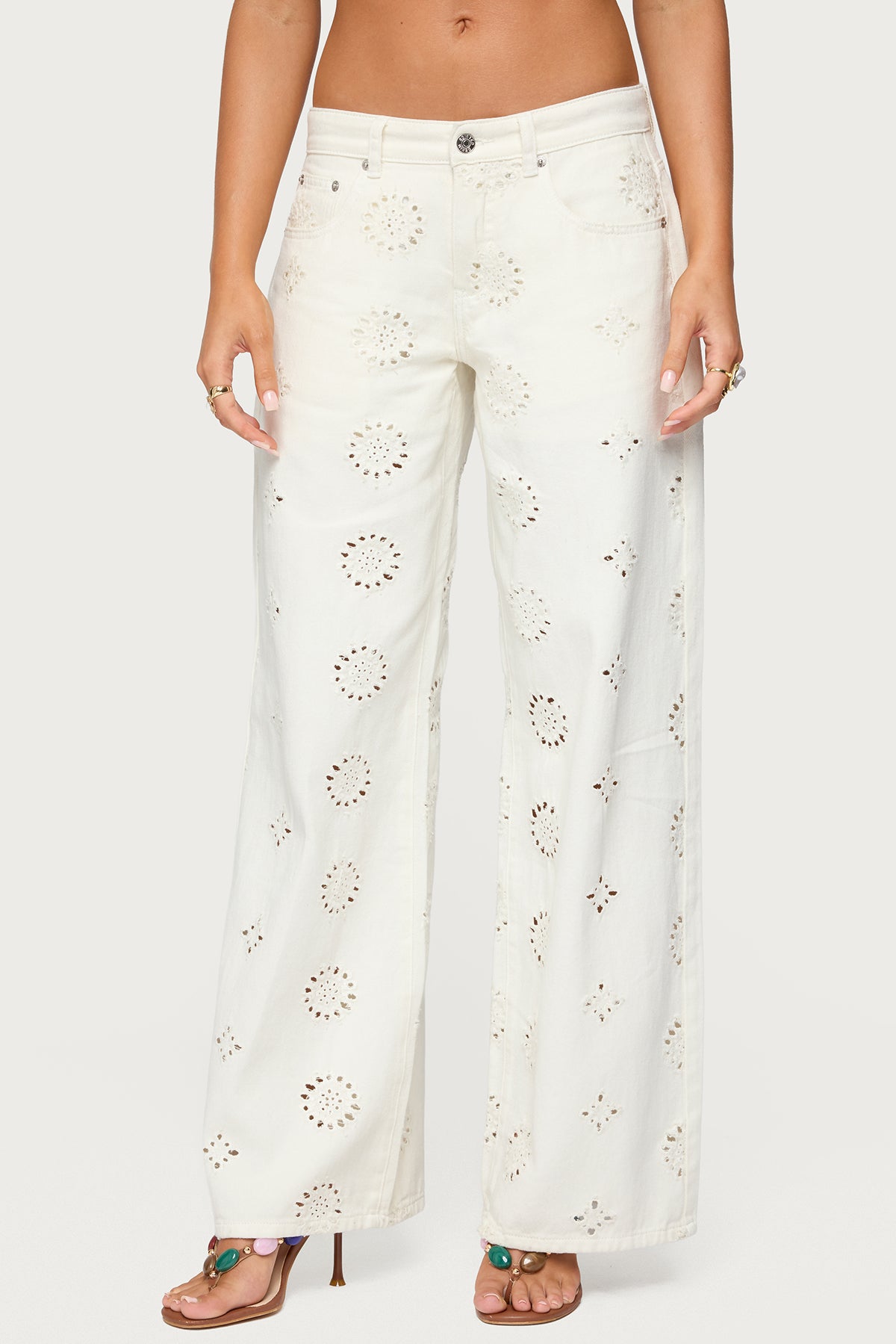 Eyelet Low Rise Baggy Jeans - Image 2