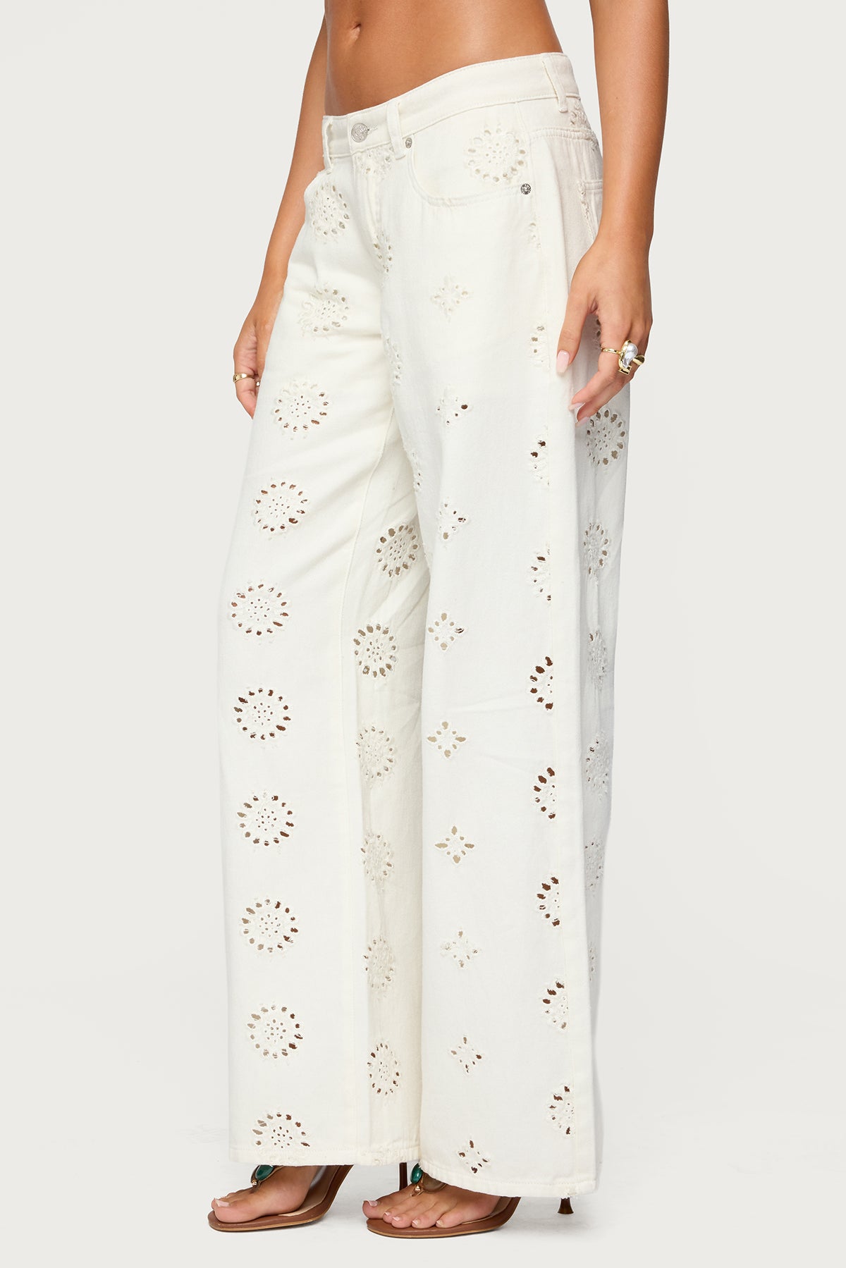 Eyelet Low Rise Baggy Jeans - Image 5
