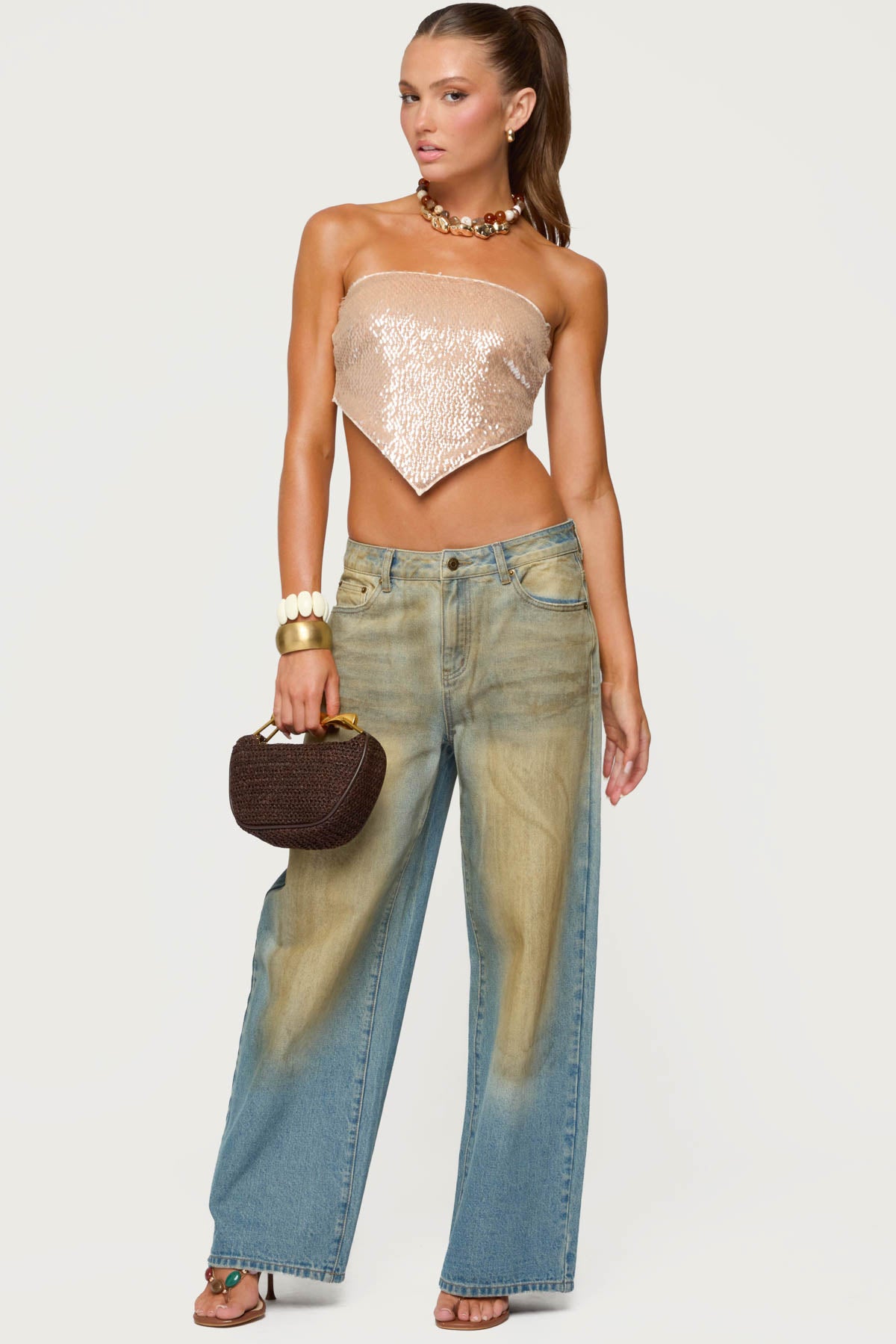 Sequin Backless Triangle Strapless Top - Image 6