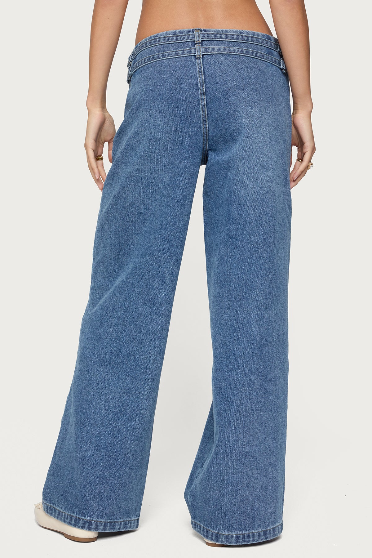 Livia Double Belt Low Rise Baggy Jeans - Image 5