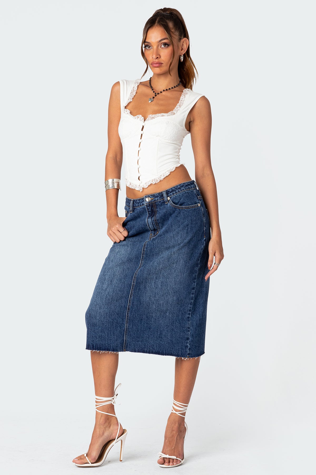 Mirah Denim Midi Skirt - Image 5