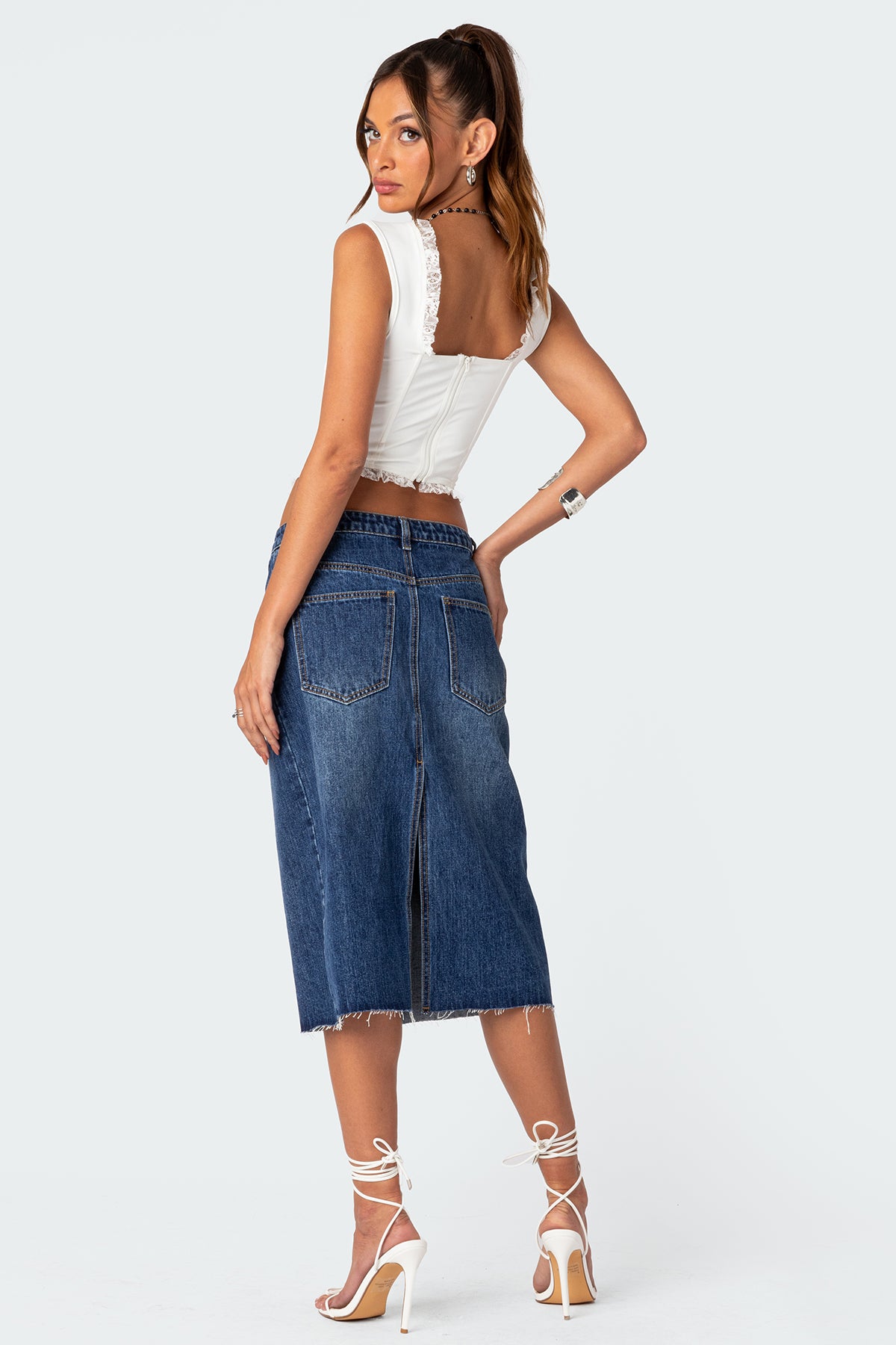 Mirah Denim Midi Skirt - Image 4