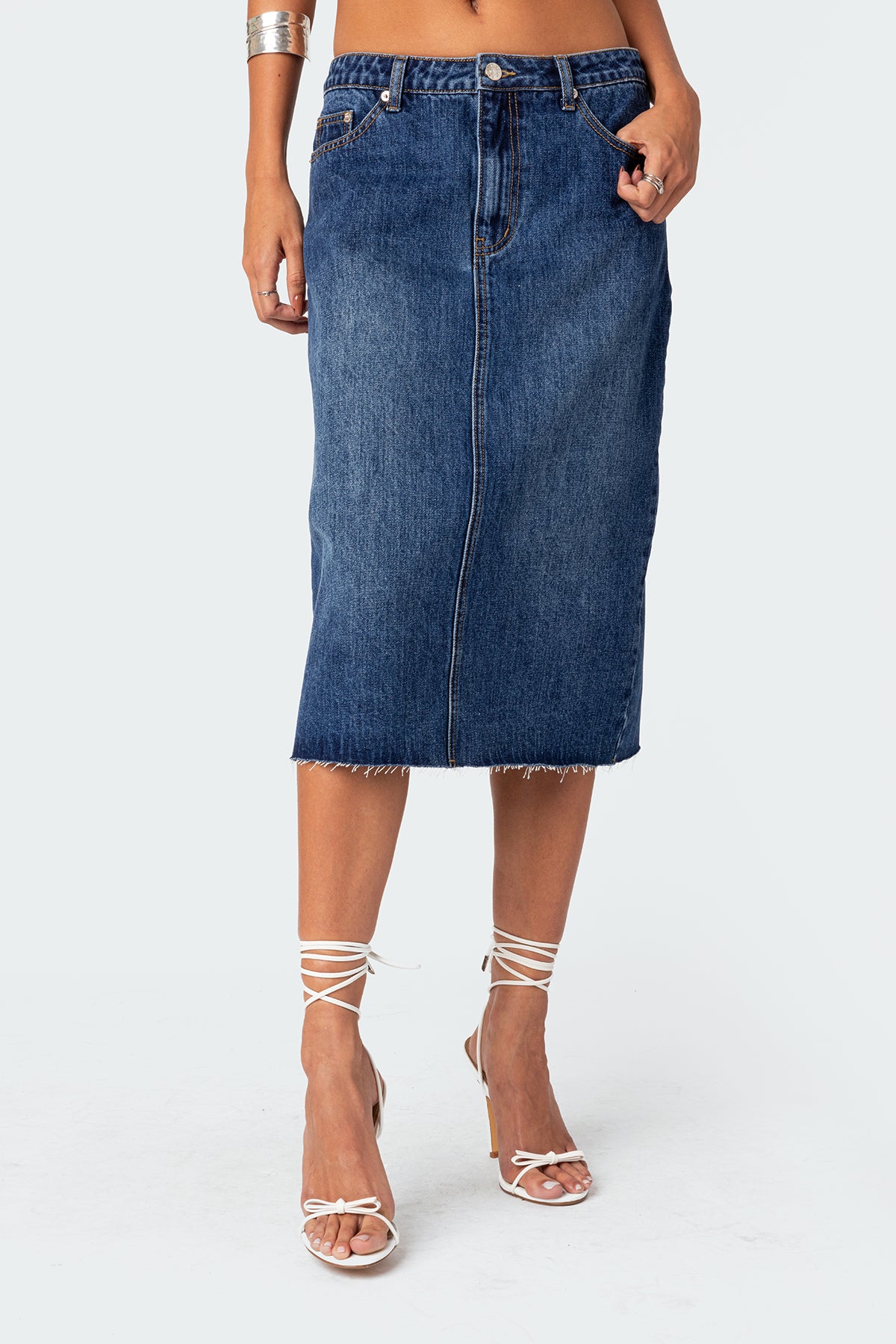 Mirah Denim Midi Skirt - Image 2