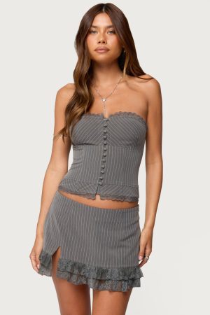 Mona Lacey Pinstripe Strapless Corset