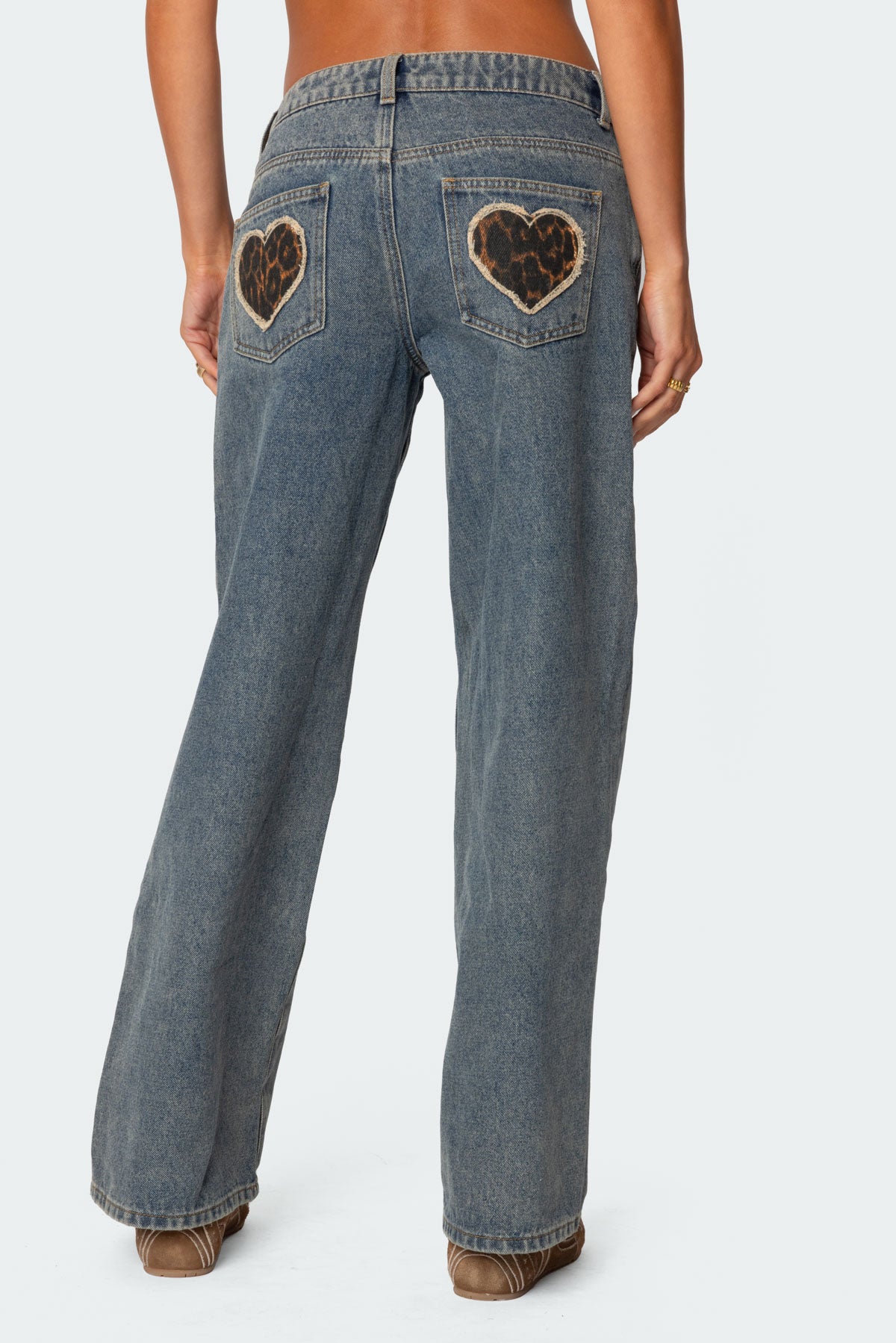 Leopard Heart Low Rise Baggy Jeans - Image 5