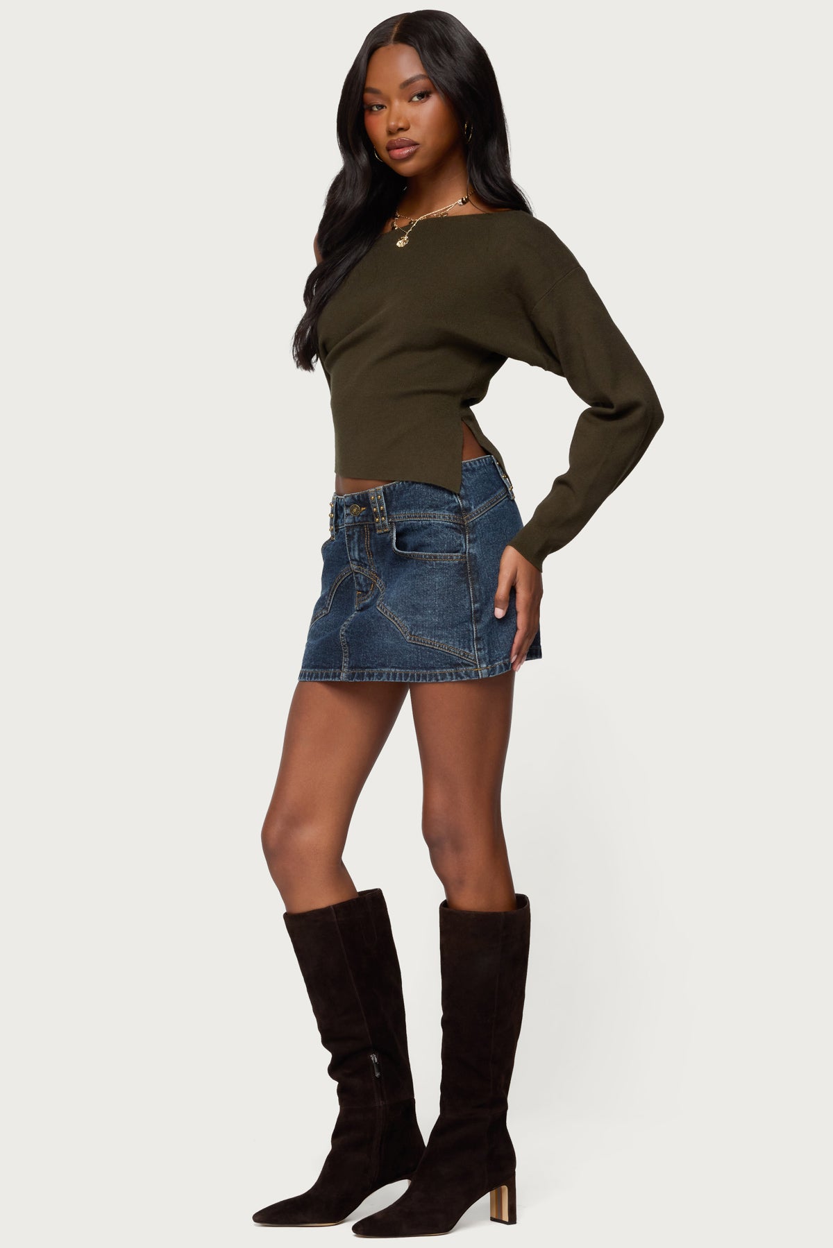 Tory Western Denim Mini Skirt - Image 3