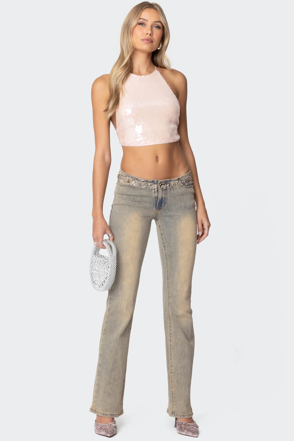Sequin Open Back Halter Top - Image 3