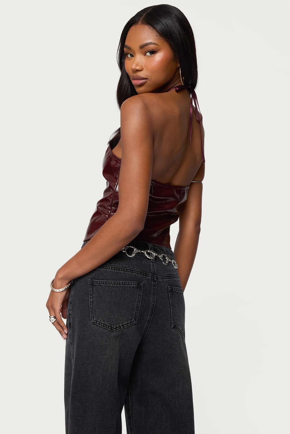 Hailie Faux Leather Halter Top - Image 6