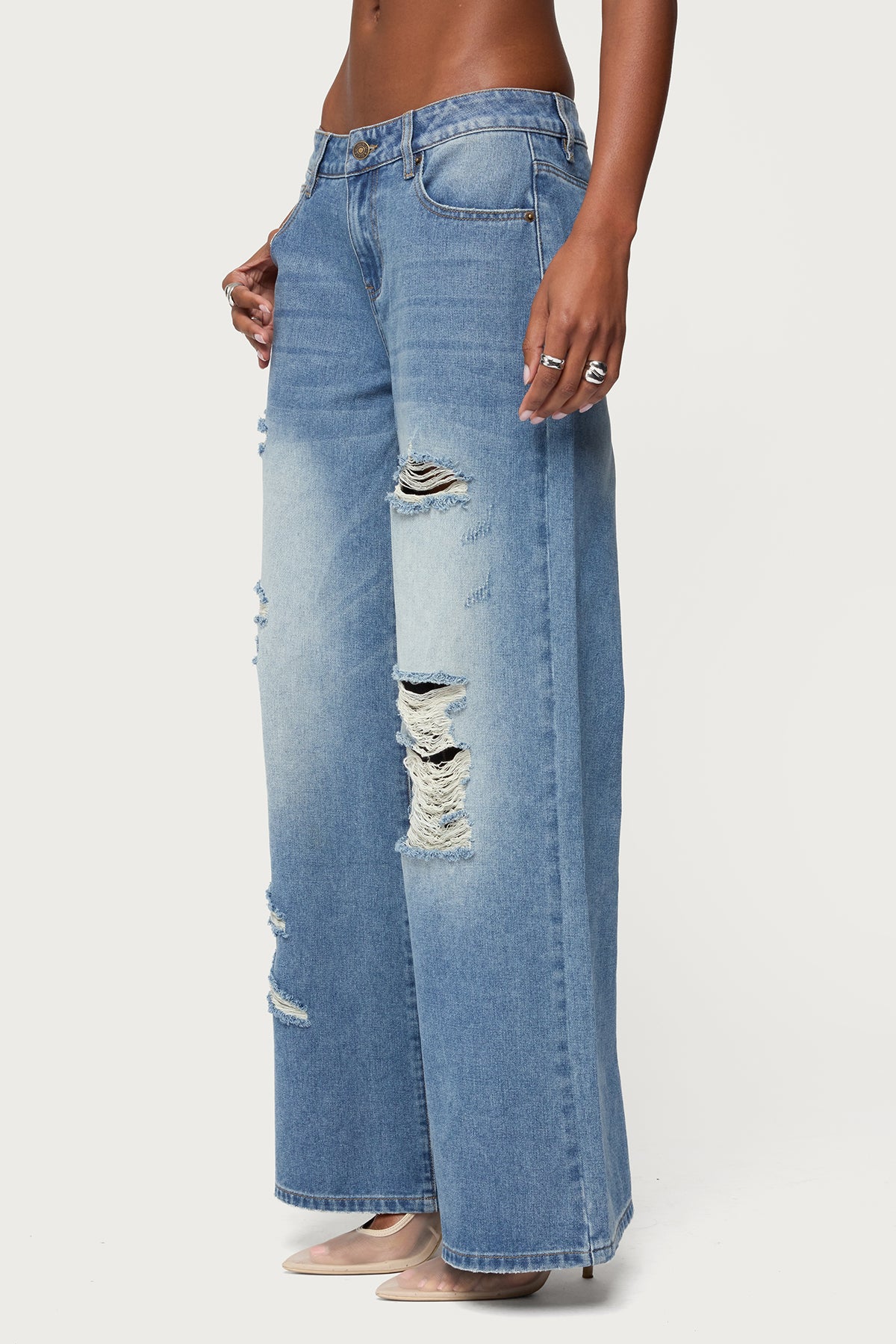 Frye Distressed Low Rise Baggy Jeans - Image 4