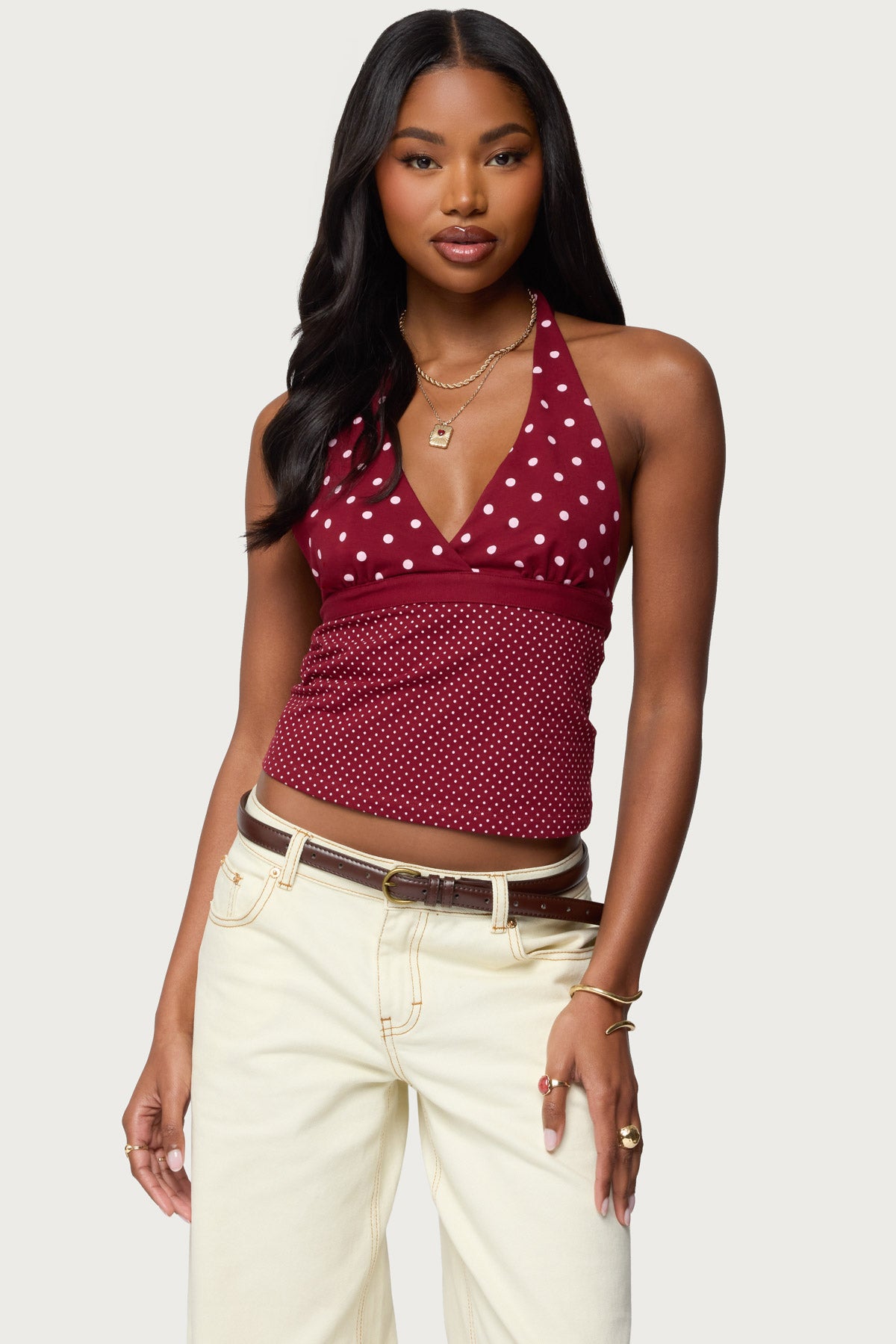 Ginny Mixed Polka Dot Halter Top - Image 2