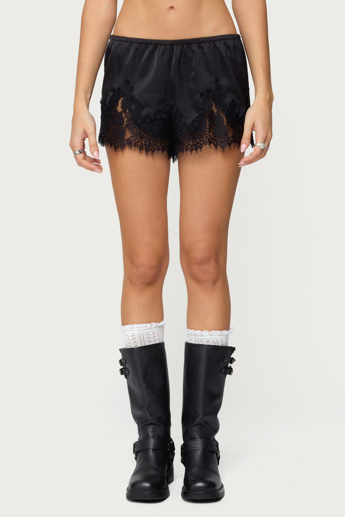 Reisa Lacey Satin Effect Shorts - Image 2
