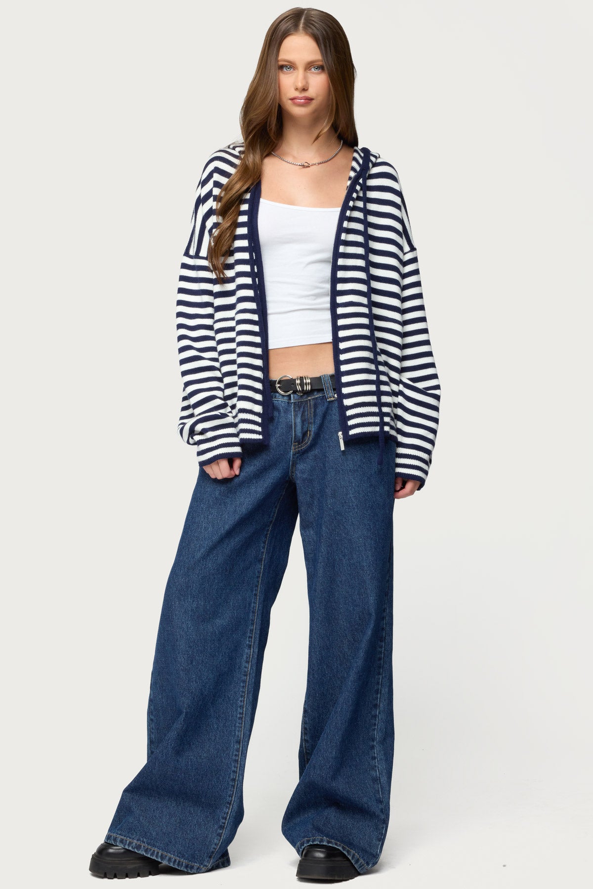 Safari Striped Knit Zip Up Hoodie - Image 5