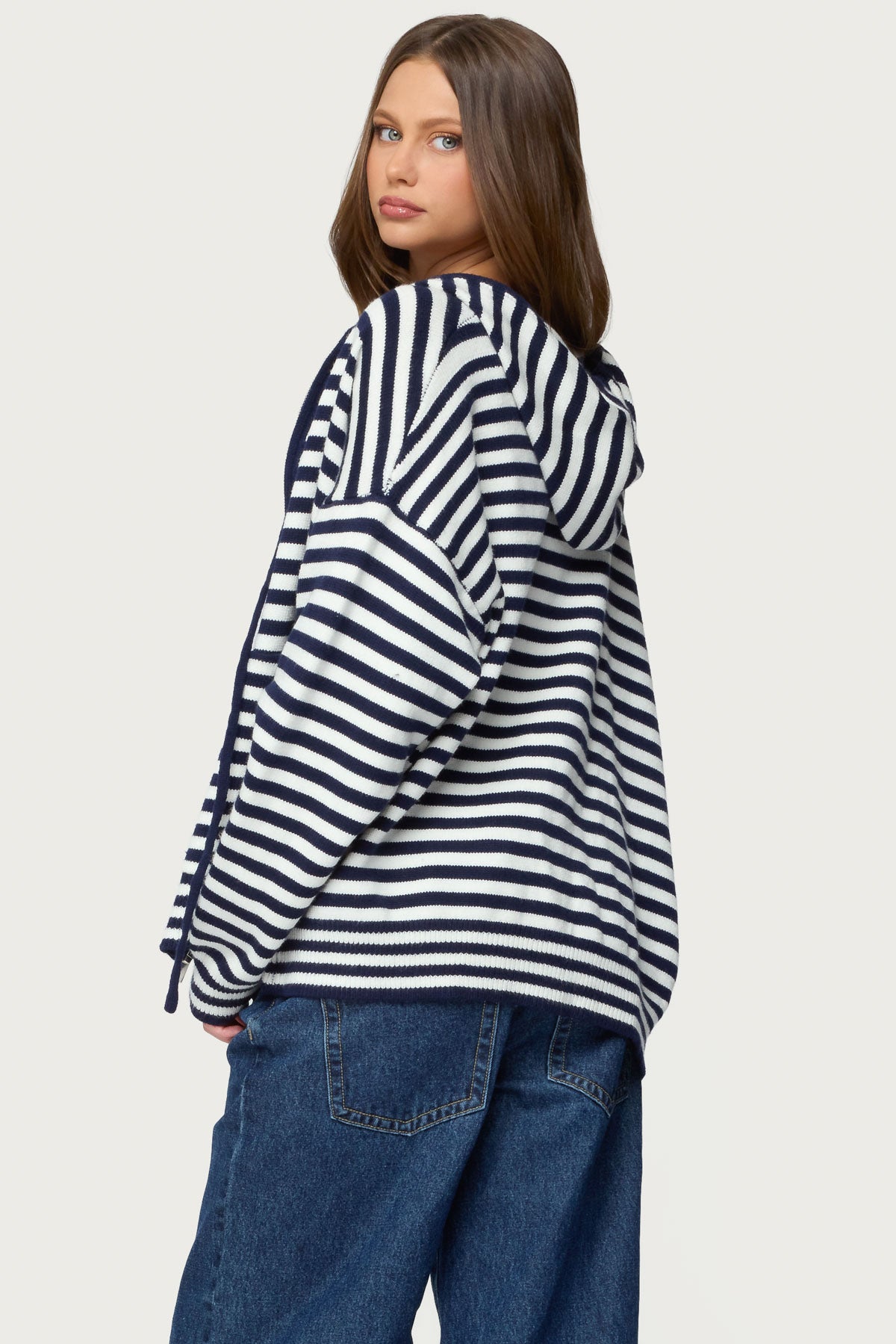 Safari Striped Knit Zip Up Hoodie - Image 4