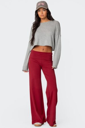 Wide Leg Foldover Pants