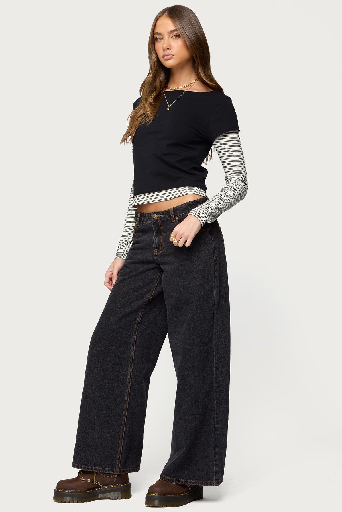 Layered Stripey Long Sleeve T Shirt - Image 4