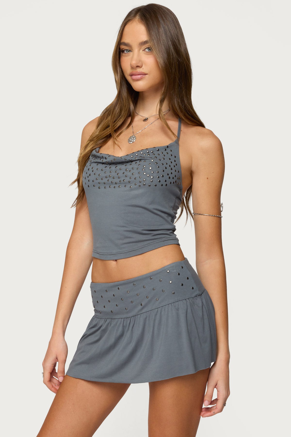 Klara Studded Cowl Neck Halter Top - Image 3