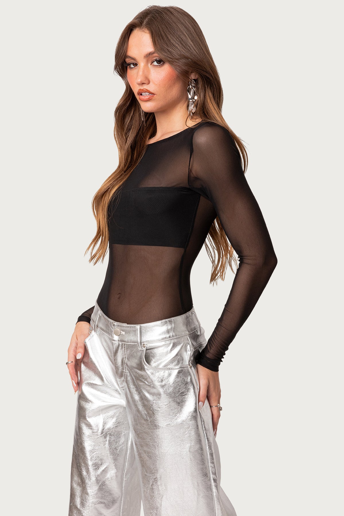 Sheer Mesh Bandeau Bodysuit - Image 3