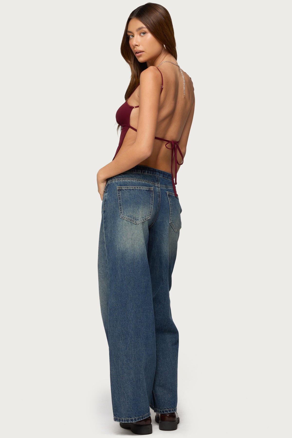 Niah Lace Up Low Rise Baggy Jeans - Image 5