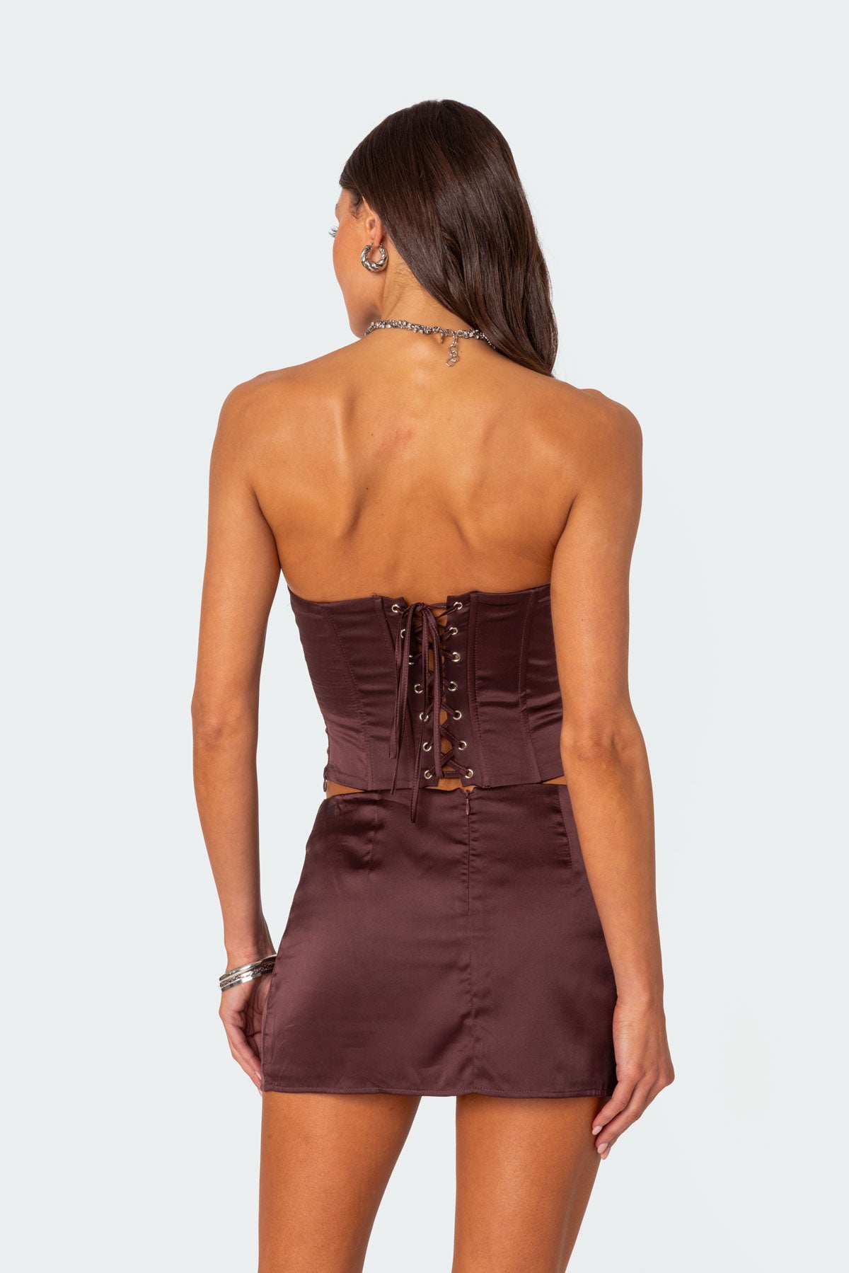 Bea Satin Effect Lace Up Corset - Image 5