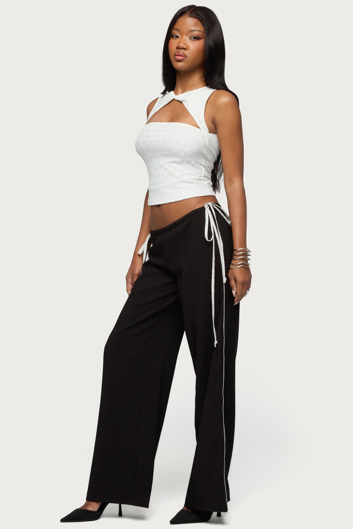 Elisia Twist Cutout Flower Lace Top - Image 4