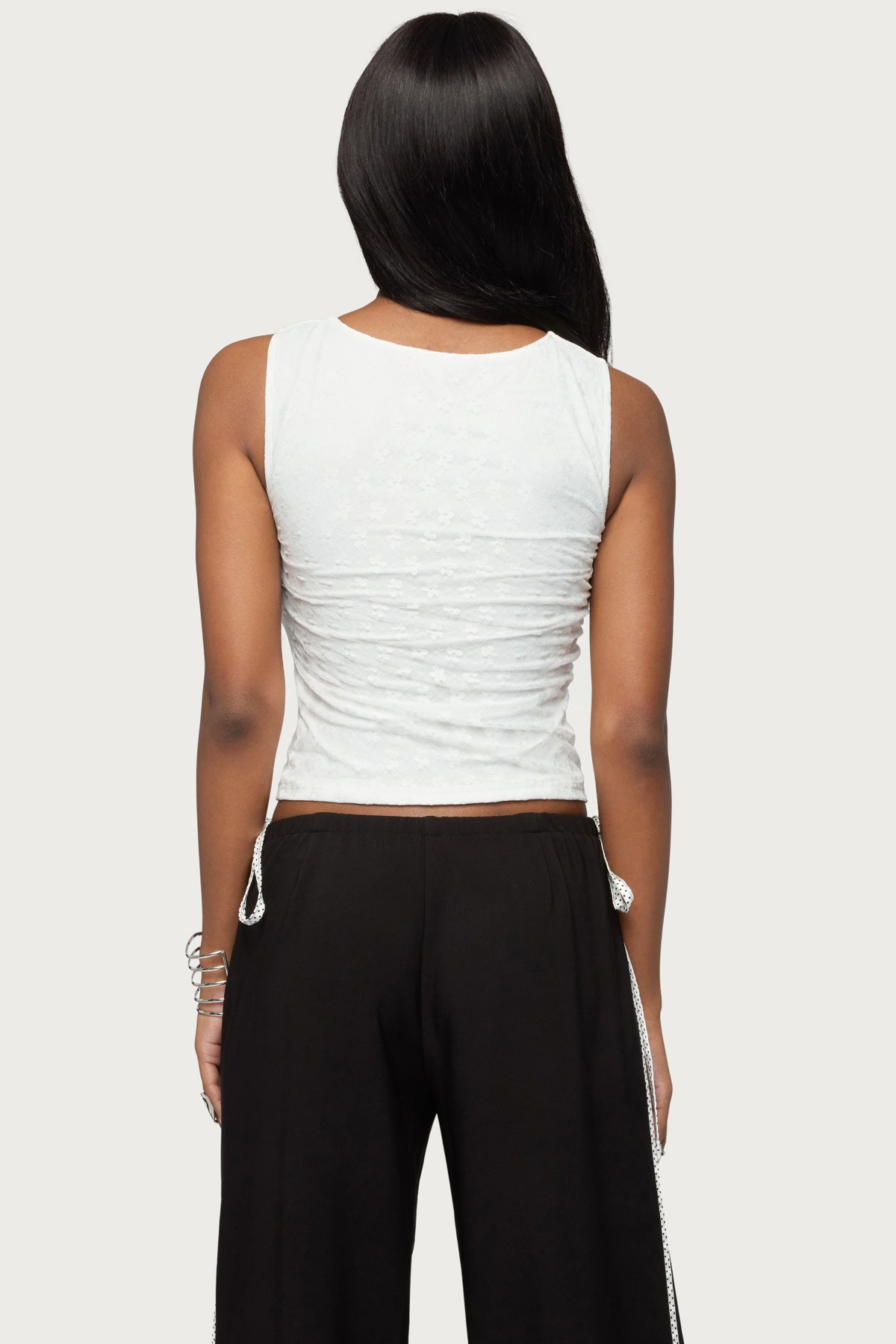Elisia Twist Cutout Flower Lace Top - Image 5