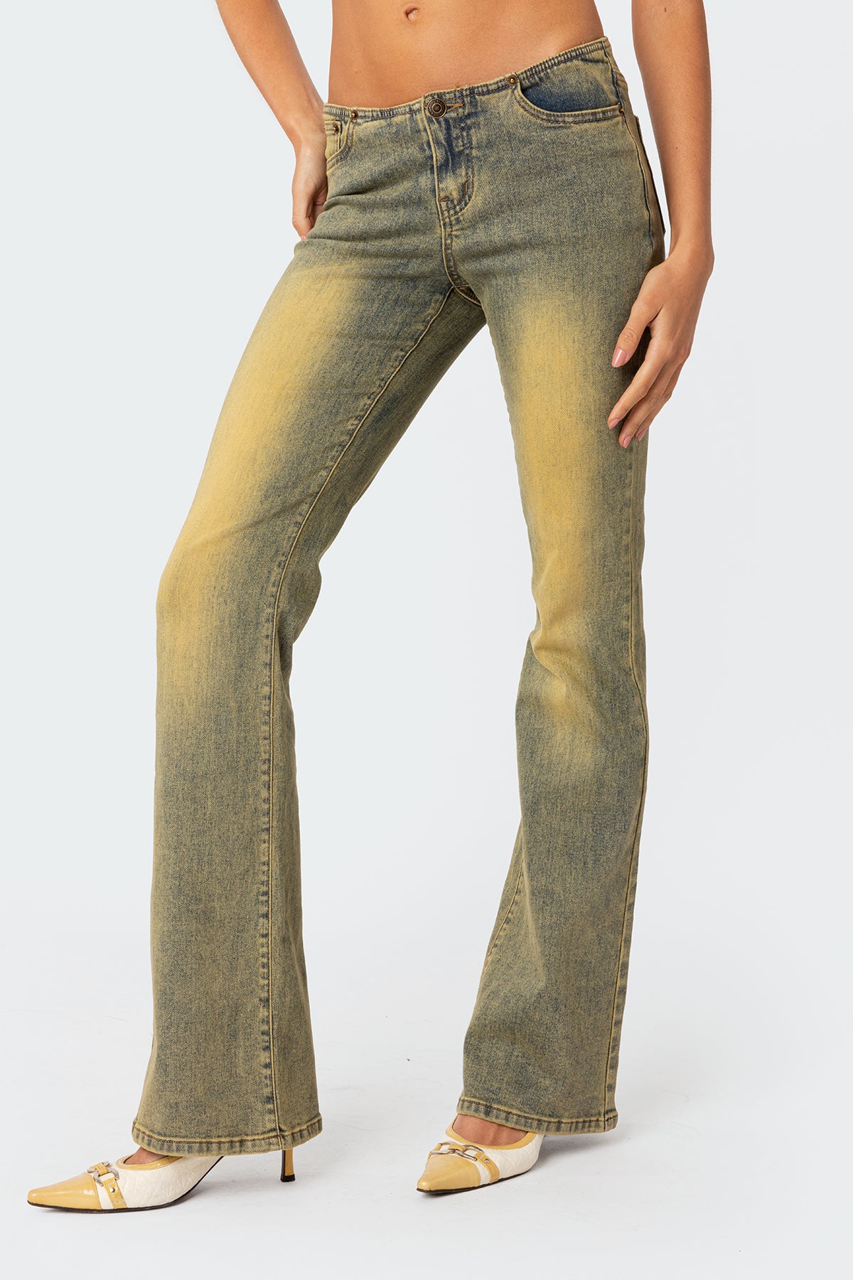 Maris Low Rise Washed Flared Jeans - Image 3