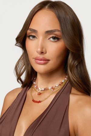 Pearly Beaded Layered Necklace