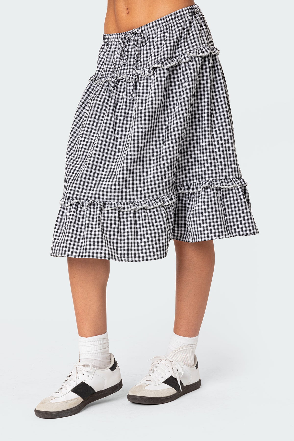 Plaid Tiered Midi Skirt - Image 3