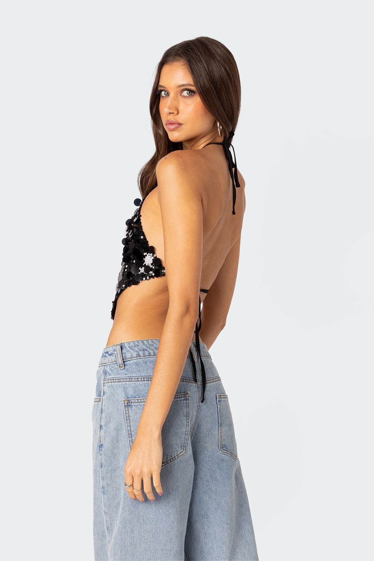 Caelia Sequin Open Back Top - Image 4
