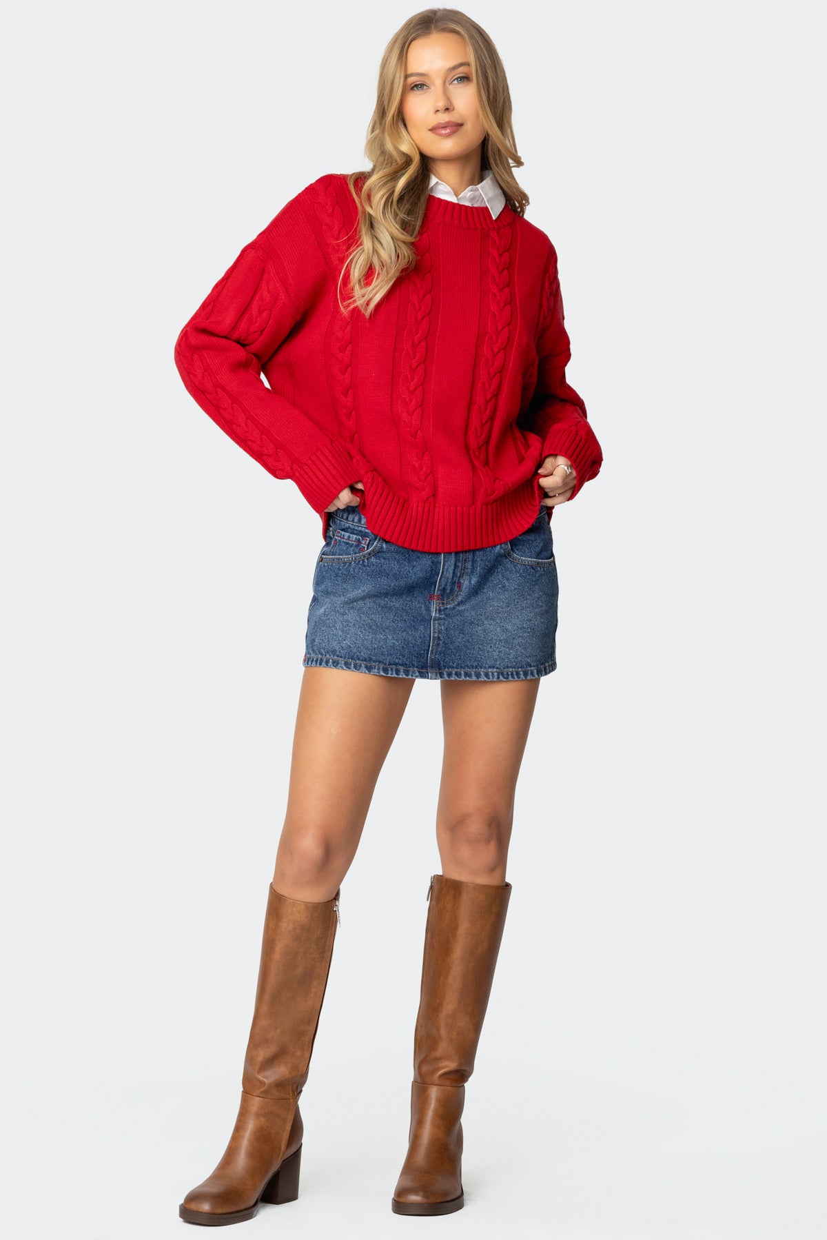 Embroidered Pocket Denim Mini Skirt - Image 3