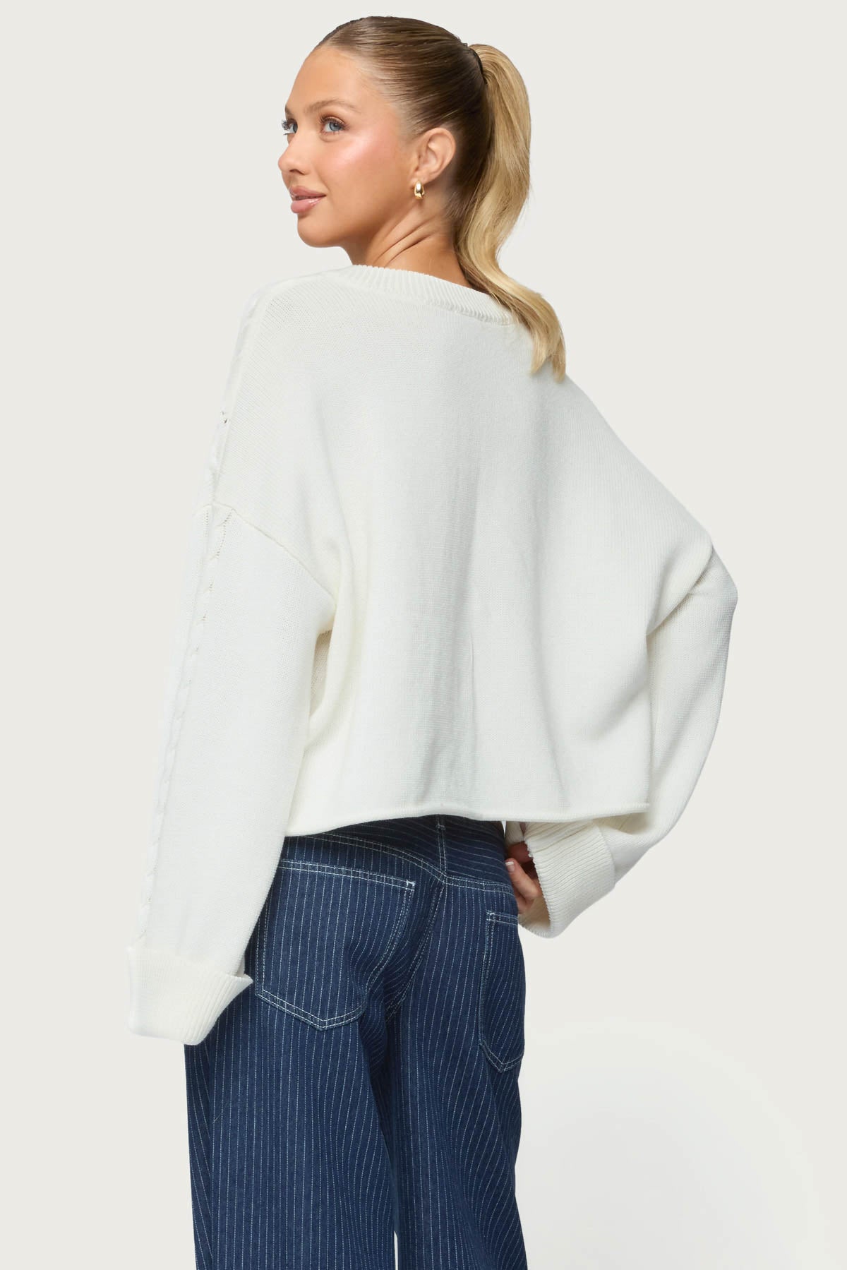 Marianna Button Cable Knit Sweater - Image 5